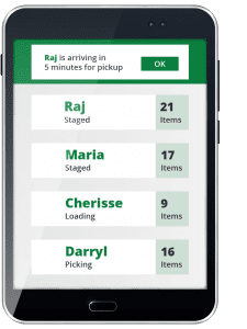 food retail industry tablet showing orders scheduled for pickup