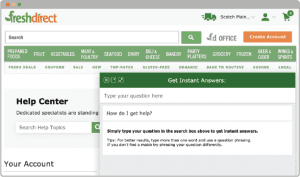 Retail Grocery Industry screencap Freshdirect help chat function