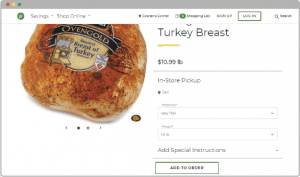 Retail Grocery Industry screen cap publix website turkey purchase