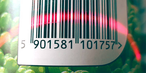extreme close up of a barcode being scanned