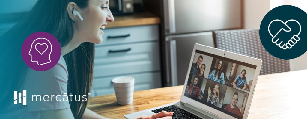 woman attending a winter wellness session online