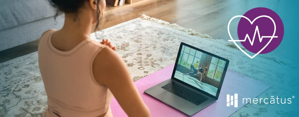 woman attending an online yoga session