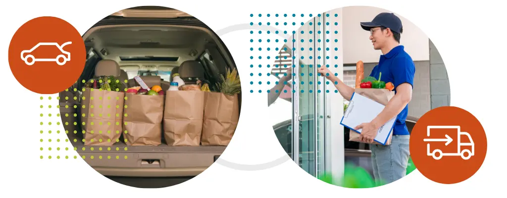 Side by side pic of pickup and delivery examples — both positive