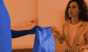 Dissatisfied customer colored orange